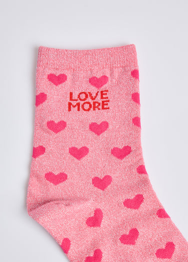 Chaussettes pailletées à message Rose