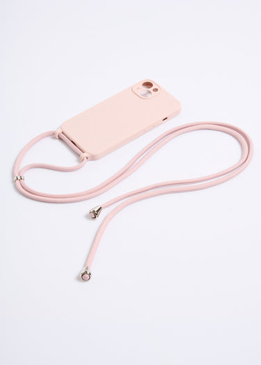 Coque silicone et cordon pour iPhone 13 Rose