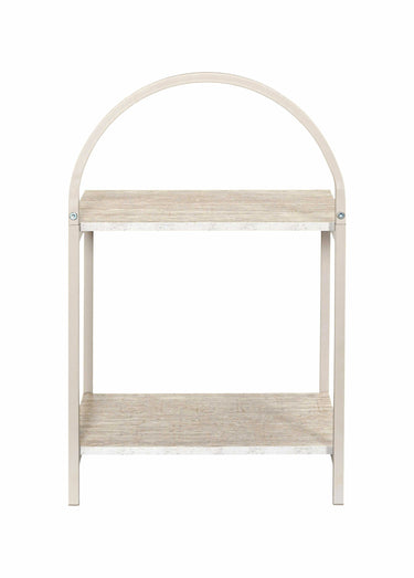 Table de chevet arche en métal clair Blanc/Beige