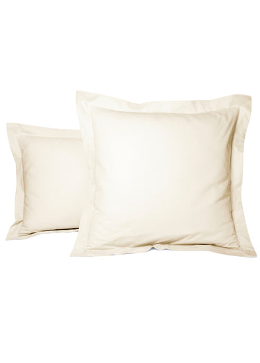 Taie d'oreiller unie percale de coton Beige Naturel