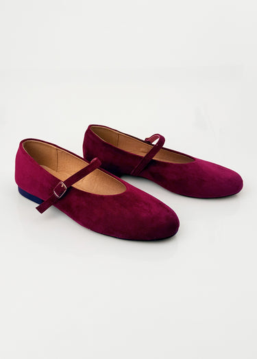 Ballerines babies plates façon cuir suédé Bordeaux