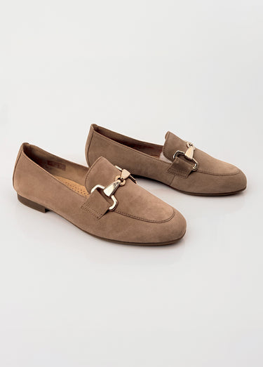 Mocassins en cuir souple, bride métal Marron