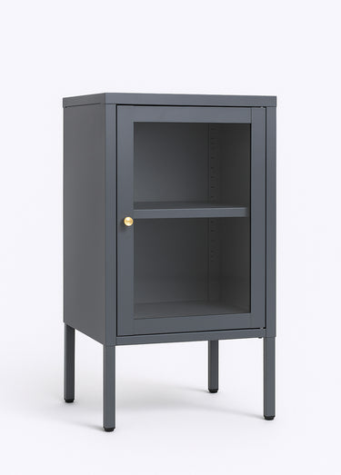 Meuble vitré 1 porte, coloris moyen Gris