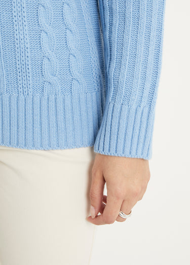 Pull chaud style irlandais col montant Ciel