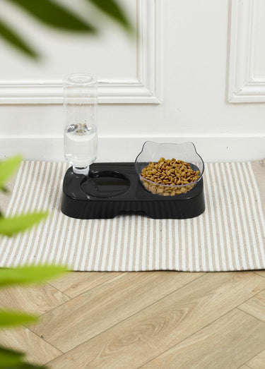 Gamelle distributrice eau et croquettes Noir / Transparent