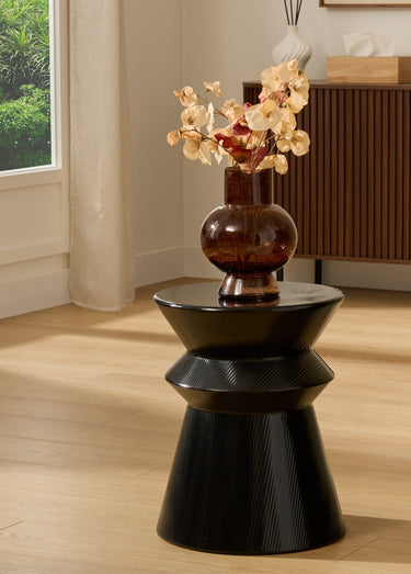 Table d'appoint acier forme totem MAYA Noir