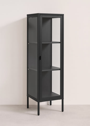 Armoire vitrée 1 porte en métal Noir
