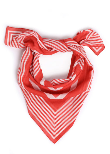 Foulard bicolore coton motif géométrique Rouge