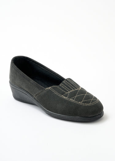 Mocassins élastiqués cuir grande largeur Gris