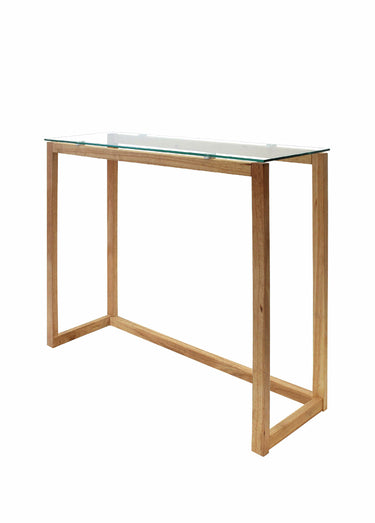 Console élégante verre, piètement bois Transparent / Marron