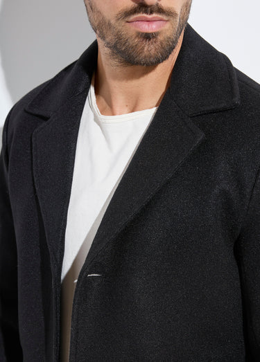 Manteau homme col tailleur en lainage Noir