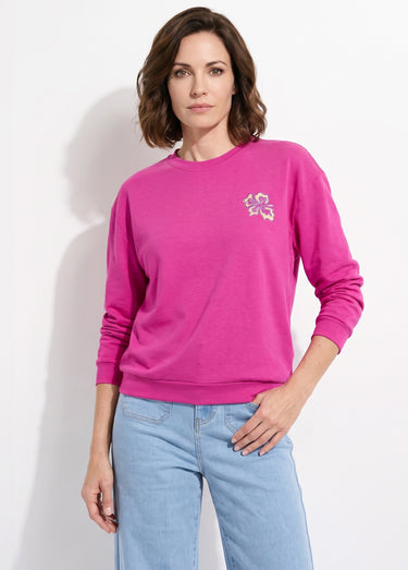 Sweat volume boite molleton brodé détail brillant Cassis