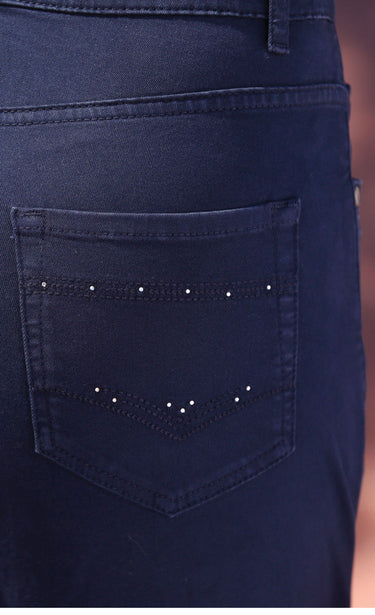 Le pantalon 5 poches brodé Marine