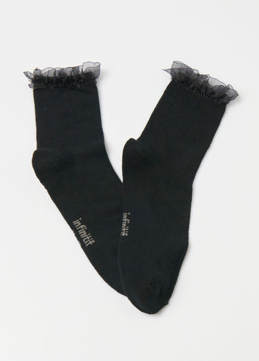 Chaussettes bord dentelle Noir