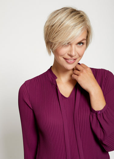 Blouse plissée col froufrou Violine