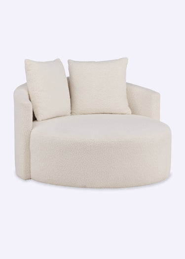 Fauteuil large rond façon cocooning Blanc
