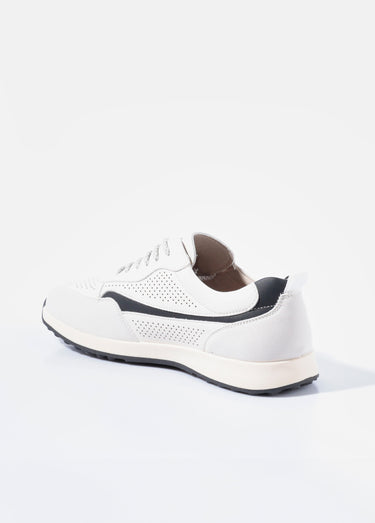 Baskets bimatière en simili cuir perforé Blanc