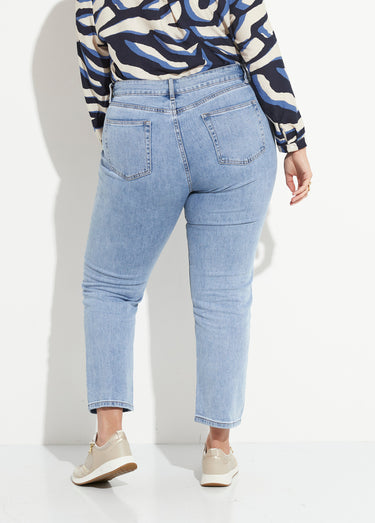 Jean mom en denim, spécial GRANDE TAILLE Denim Clair