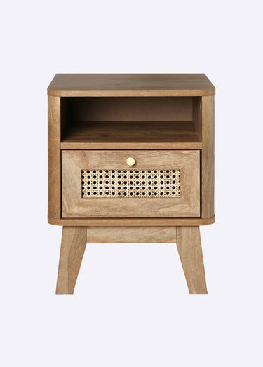 PALMO Table de chevet, cannage rotin Bois Clair