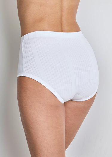 Culotte taille haute maille interlock côtelée - lot de 3 Blanc Lot3