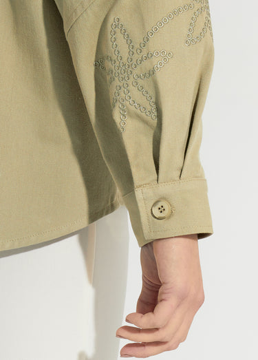 Veste surchemise en coton broderie anglaise Kaki