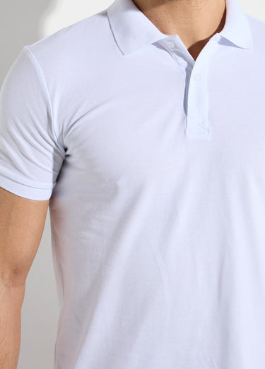 Polo homme manches courtes maille piquée Blanc