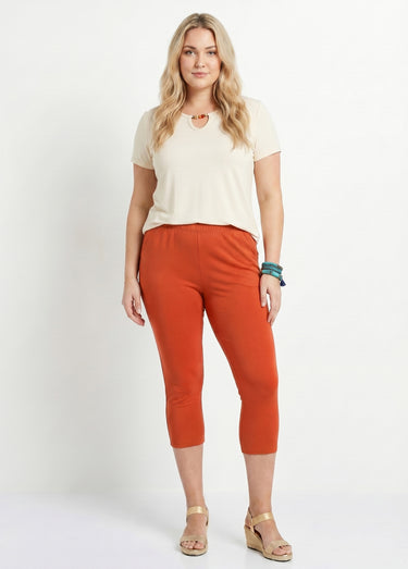 Legging court coton taille élastiquée Orange