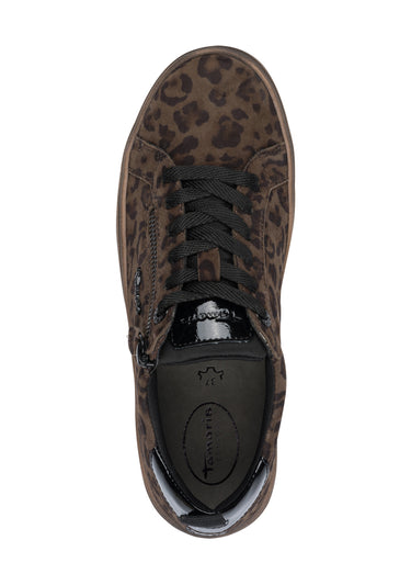 Baskets semelle épaisse avec zip et lacets Leopard