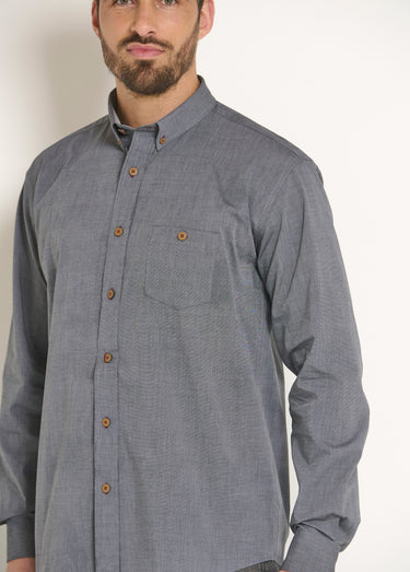 Chemise manches longues en coton Gris