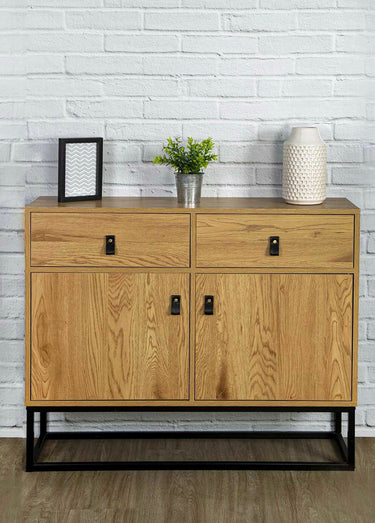 Buffet design, bois et pied métal Naturel / Noir