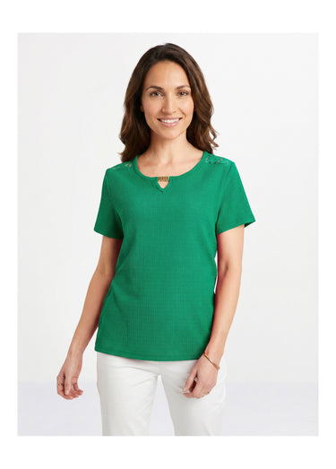 T-shirt court dentelle Vert
