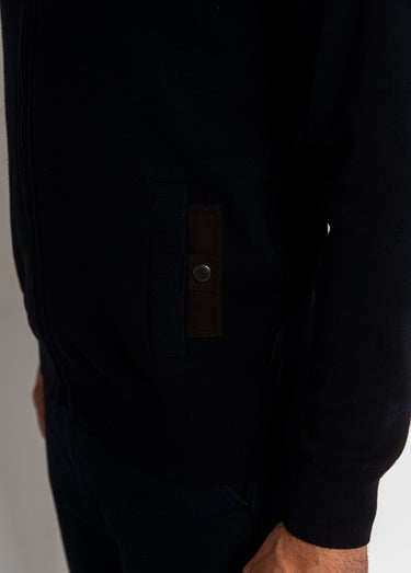 Pull maille zippé avec col montant Marine