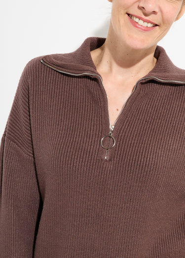 Pull camionneur confort maille cotelée Chocolat
