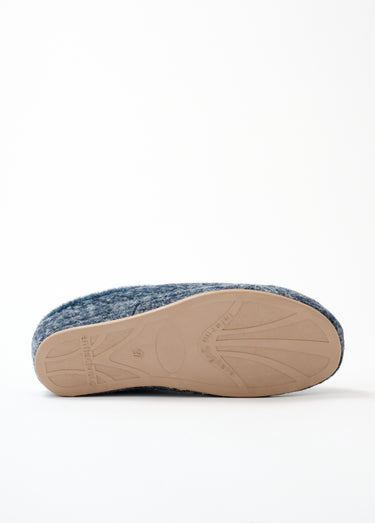 Chaussons mules brodés largeur confort Marine