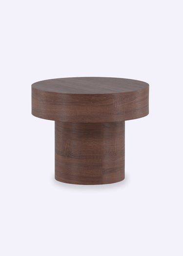 Table basse ronde en bois, plateau épais Marron