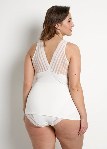 Caraco découpe soutien-gorge tulle effet rayé Ivoire