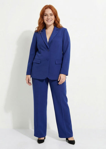 Veste blazer coupe droite maille unie Marine