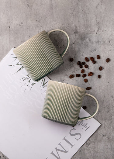 Set de 2 mugs en grès émaillé, Jade Vert