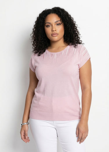 Pull maille scintillante manches kimono Rose
