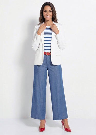 Veste droite boutonnée maille milano unie Blanc