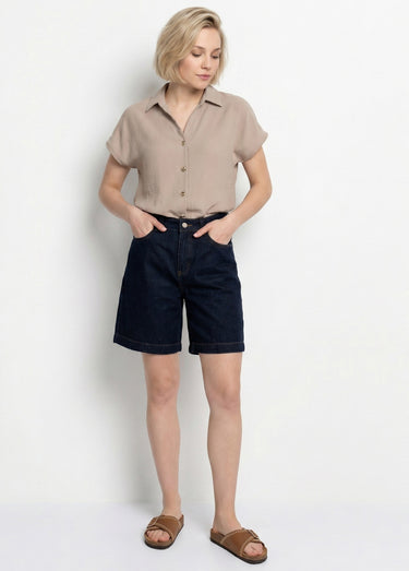 Bermuda femme en denim, coupe trapèze Brut