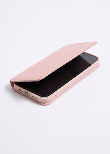 Étui aspect cuir pour iPhone 13 Rose