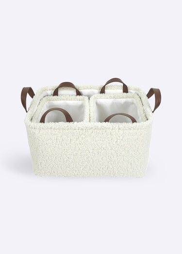 Paniers rangement bouclette, avec anses Blanc bouclette