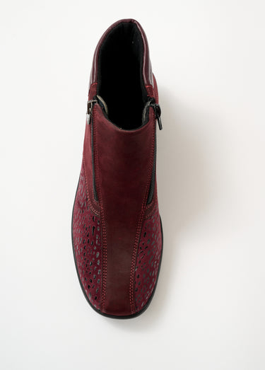 Boots cuir nubuck côtés extensibles Bordeaux