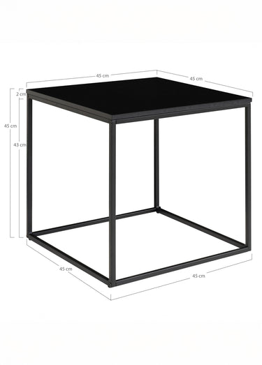 Table d’appoint carrée, piètement acier Noir