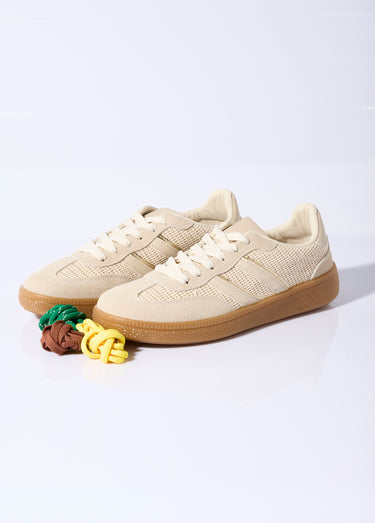 Baskets multimatières + 3 paires lacets Beige