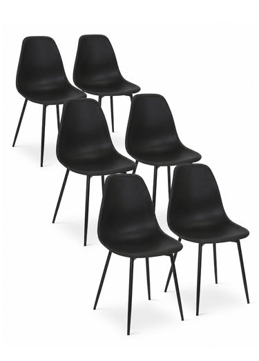 Set 6 Chaises forme coque GUSTAV Noir