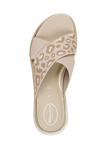 Mules léopard 2 brides semelle compensée Leopard