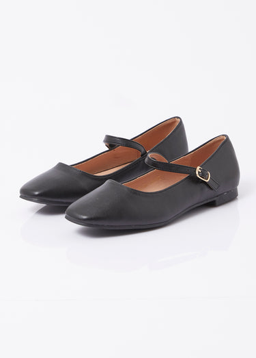 Ballerines babies plates avec bout carré Noir