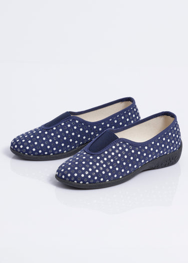 Chaussons ballerines élastiqués largeur confort Marine